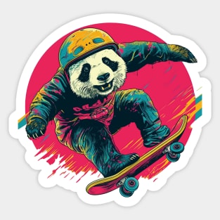 Street art panda in helmet riding a skateboard Sticker